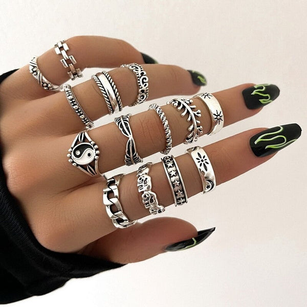 Punk Boho Ring Set